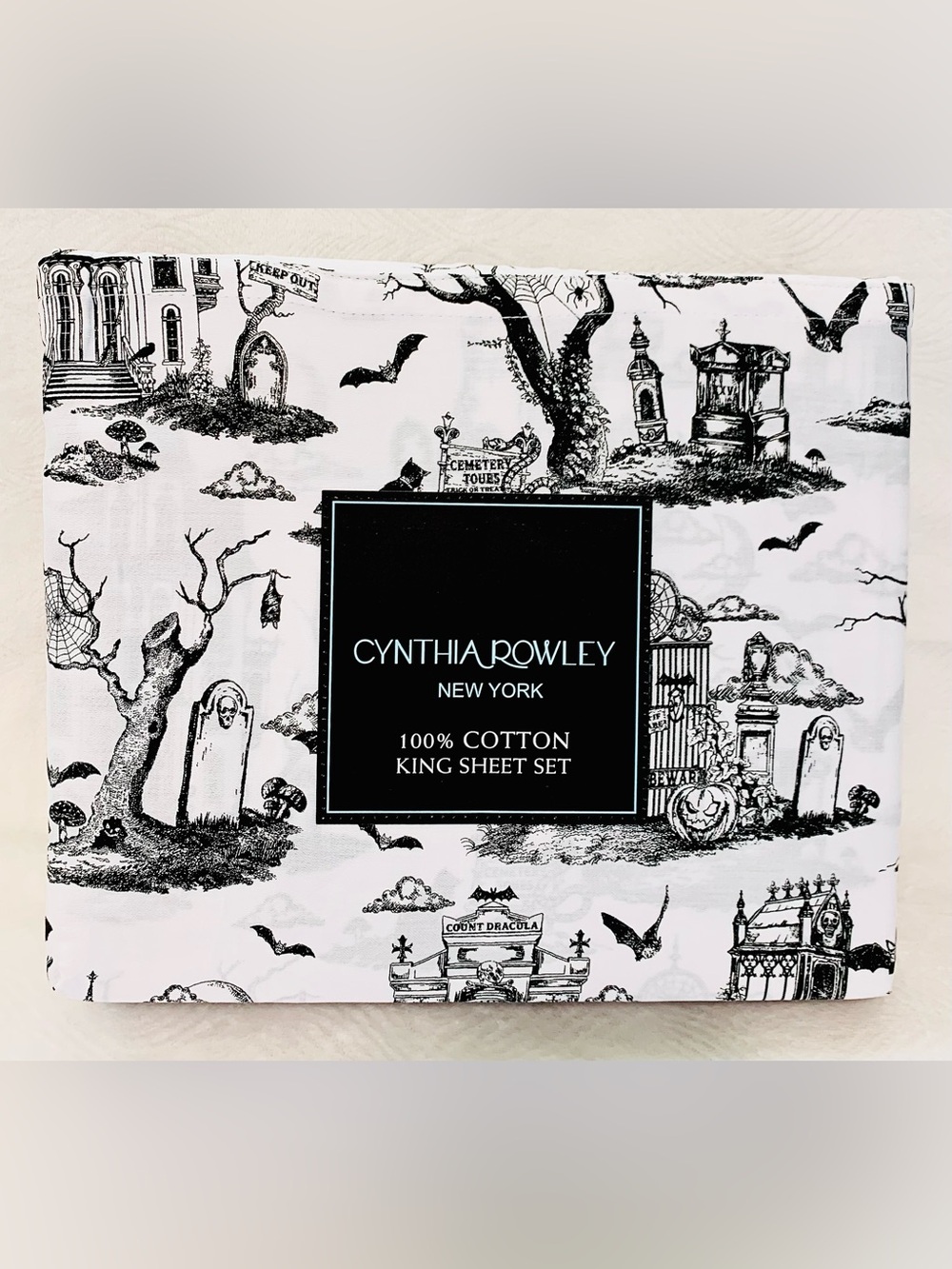 Cynthia Rowley Haunted Cemetery Halloween Cotton Sheet Set - King
